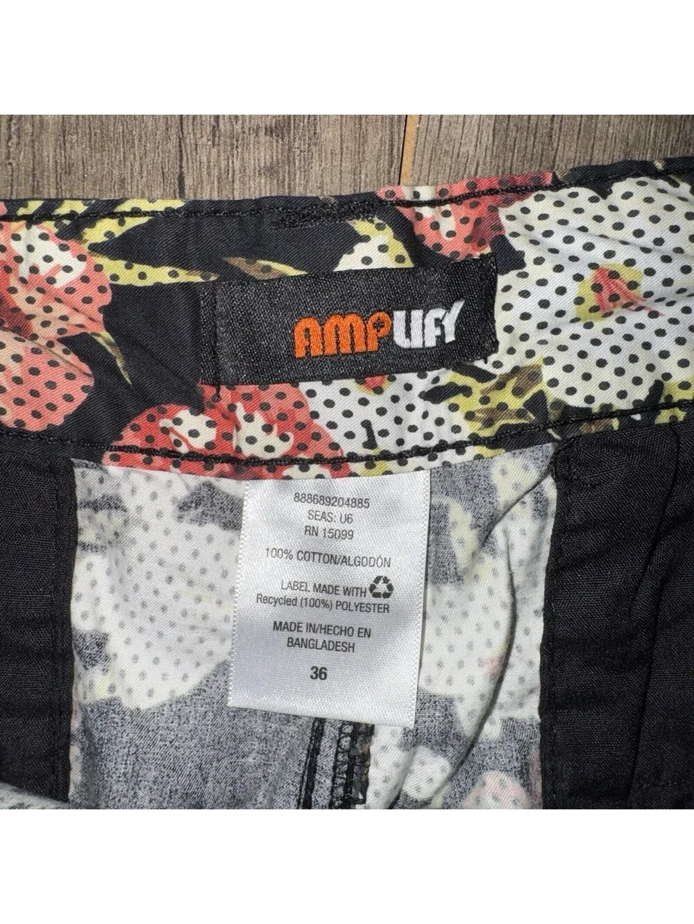 Amplify Men’s Floral Shorts Size 36 Black Tropical Cotton Summer NWOT